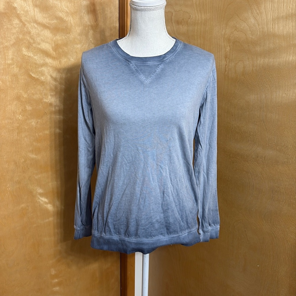 Mono B Blue Acid Wash Long Sleeve Shirt 100% Cotton Size S